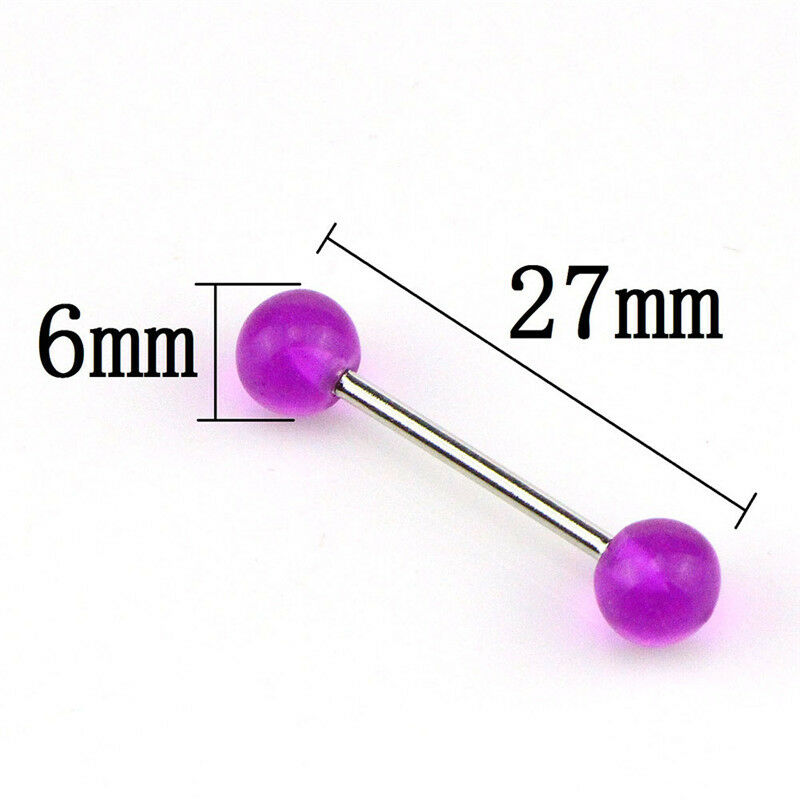 7PCS/Set Glow In The Dark Luminous Barbell Tongue Rings Body Piercing Jewe.l8