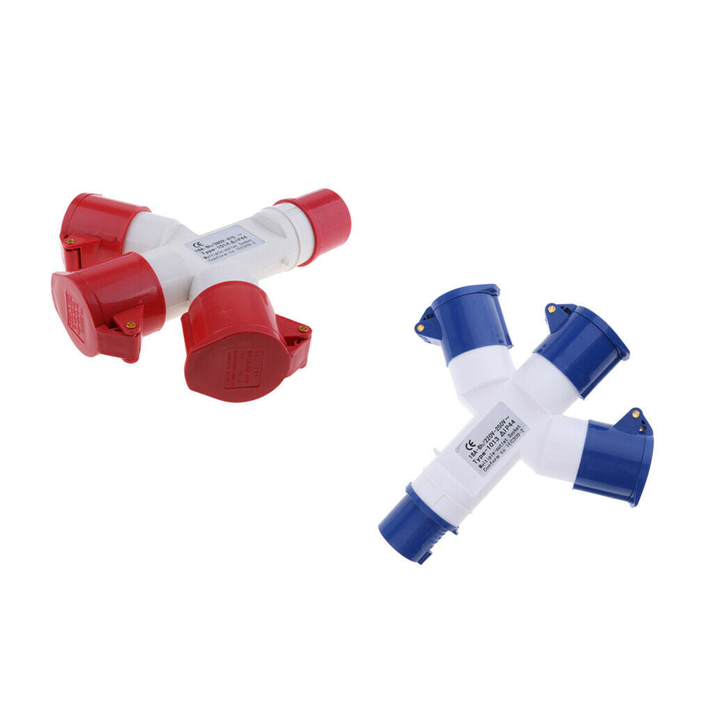 2 PCS 3 Way Splitter Industrial Connector Rated Voltage: 380V and 220-250V 22.5