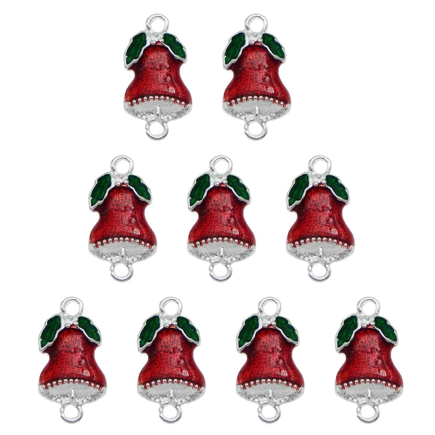 Lot 18pcs Enamel Alloy Lovely Xmas Bells Look Charms Necklace Pendant 19*11 mm