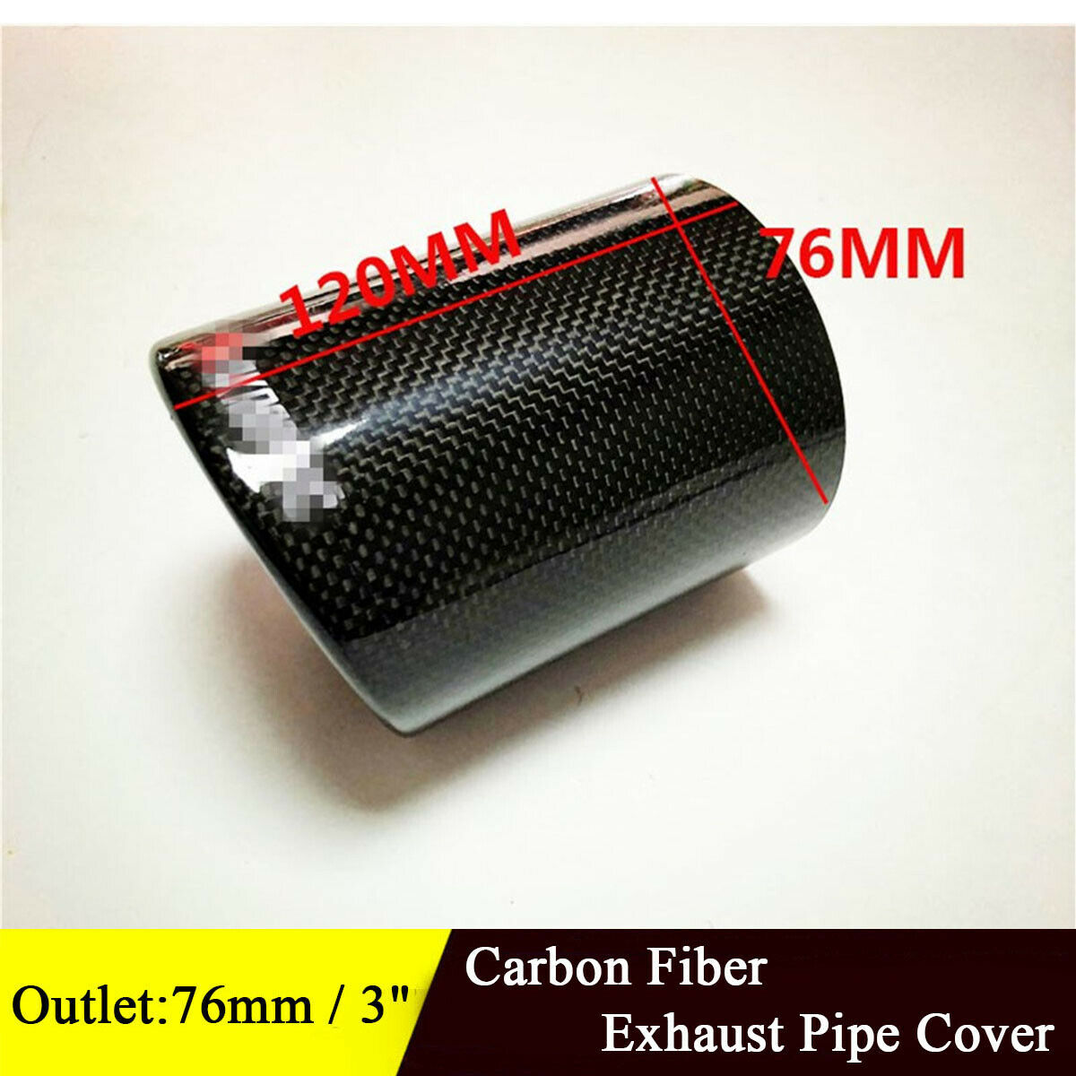 3'' Carbon Fiber Surface Exhausts Pipe Cover Glossy Muffler Pipe Tip Universal
