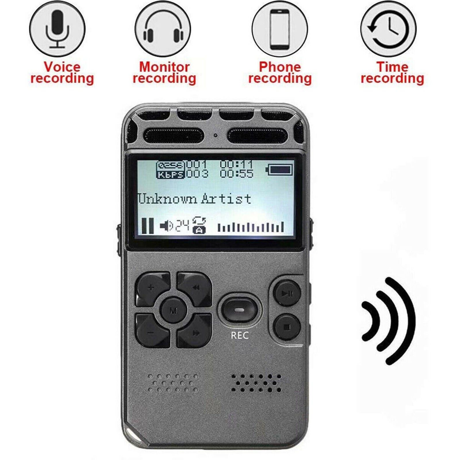 Rechargeable LCD Digital Audio Sound Voice Recorder Dictaphone MP3 Player
