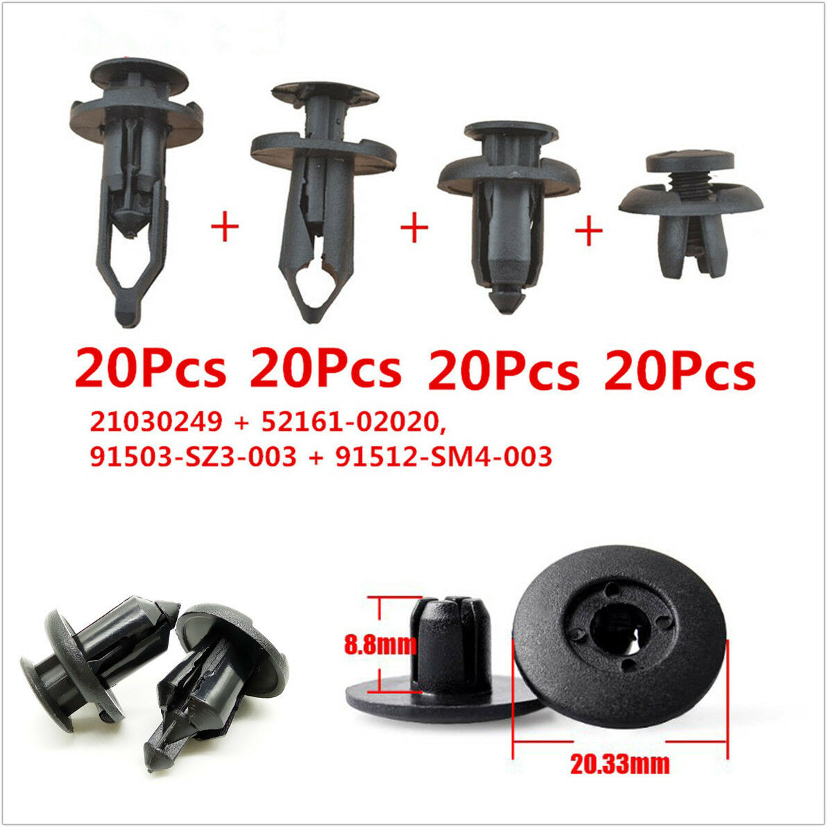 80x Car Body/Bumper Push Retainer Pin Rivet Trim Clip Panel Moulding Assortments