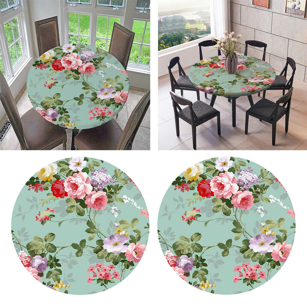 Polyester Table Cover Decoration Tablecloth 1.5m Set of 2 Floral Pattern