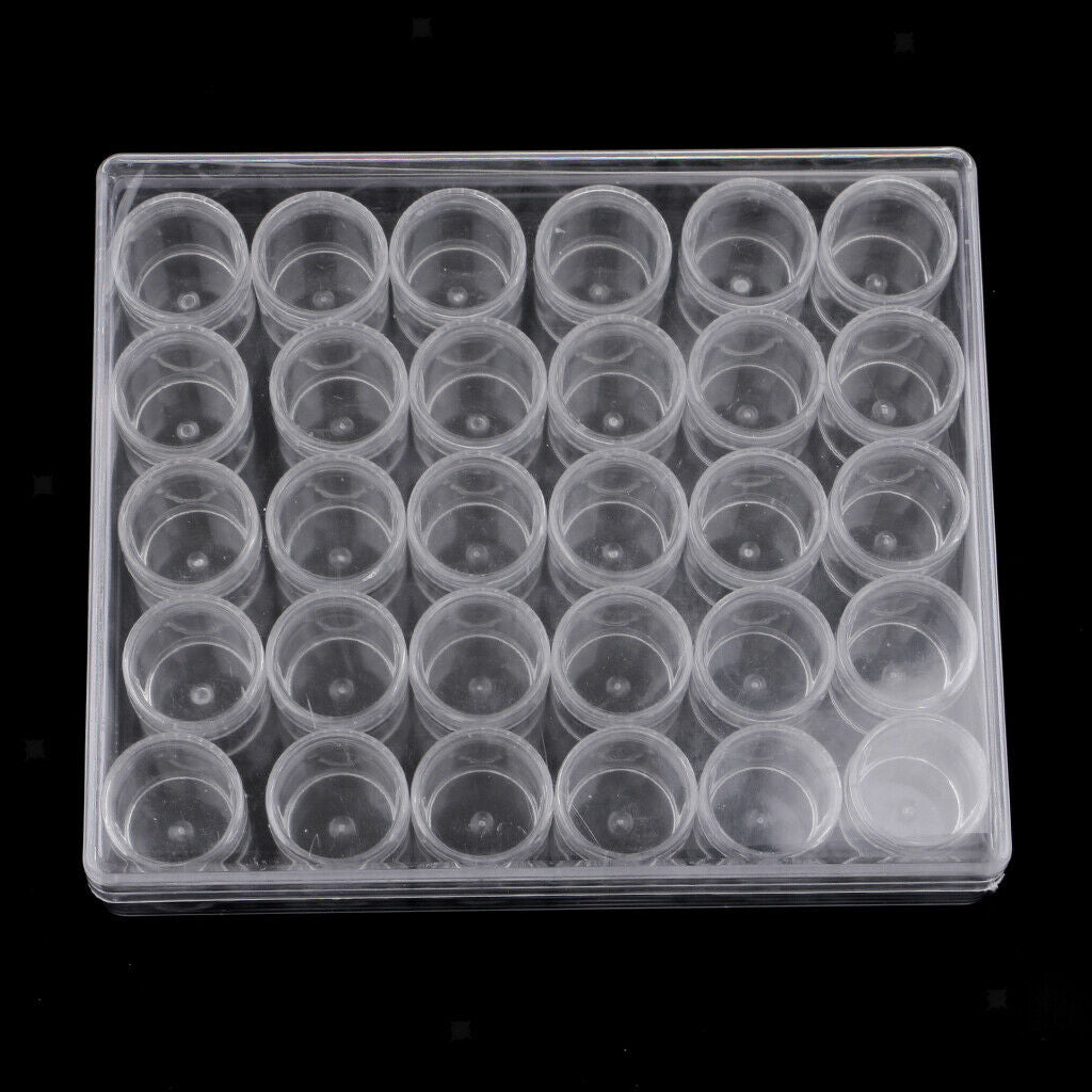 2Set Clear Plastic Empty Box Make up Cosmetic Organziers Beads Jar Diamond Pots