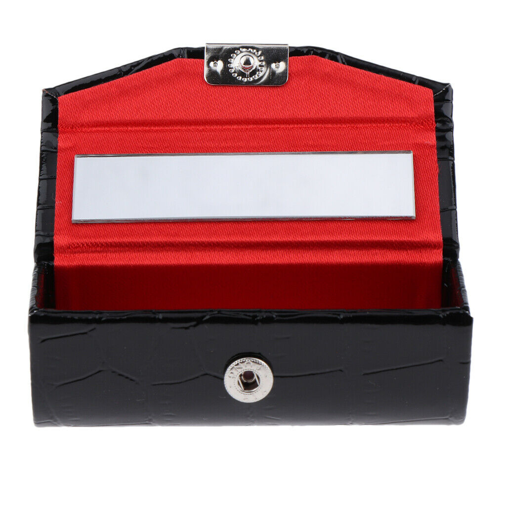 2 x PU Leather Small Lipstick Case Holder with Mirror Organizer Bag for Purse