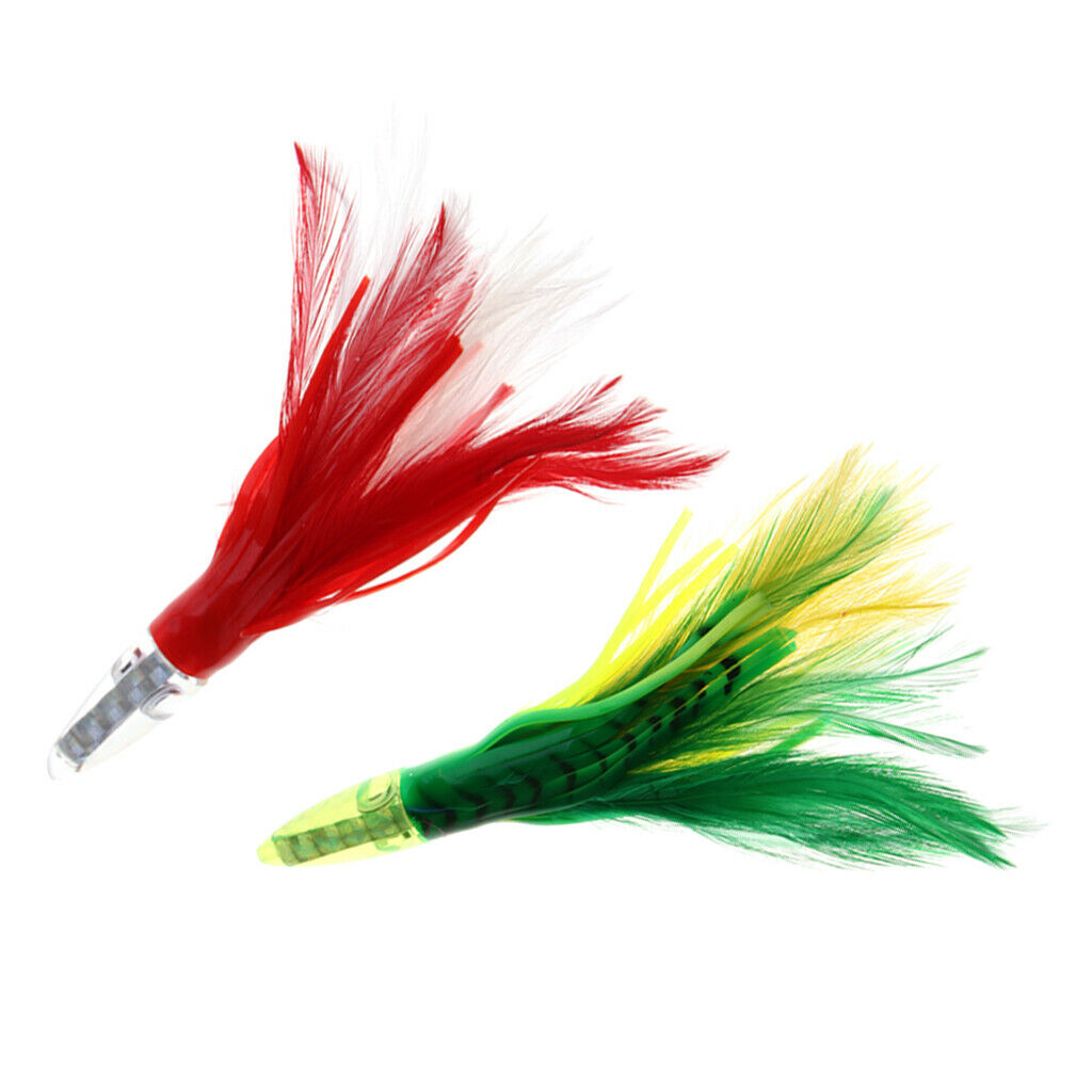 2pcs 14cm Squid Skirt Lure Bait 32g Feather Trolling Lure Outdoor Saltwater