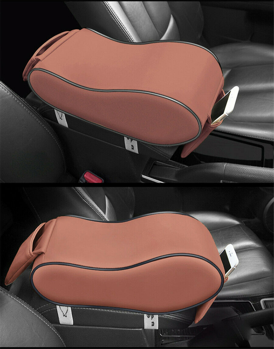 Portable Leather Car Truck Center Armrest Heighten Pad Cushion Storage Bag Black