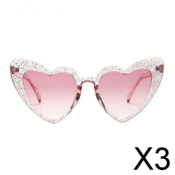 3X Heart Frame Sunglasses Retro Style Sun Glasses Party Club Eyewear Pink