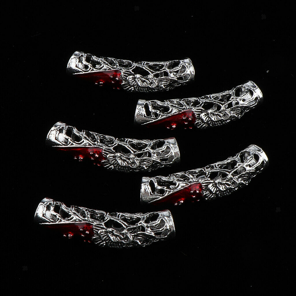 5Pcs Dreadlock Bead Twist Braid Jewelry Tube DIY Bracelet Beard Hair Pendant