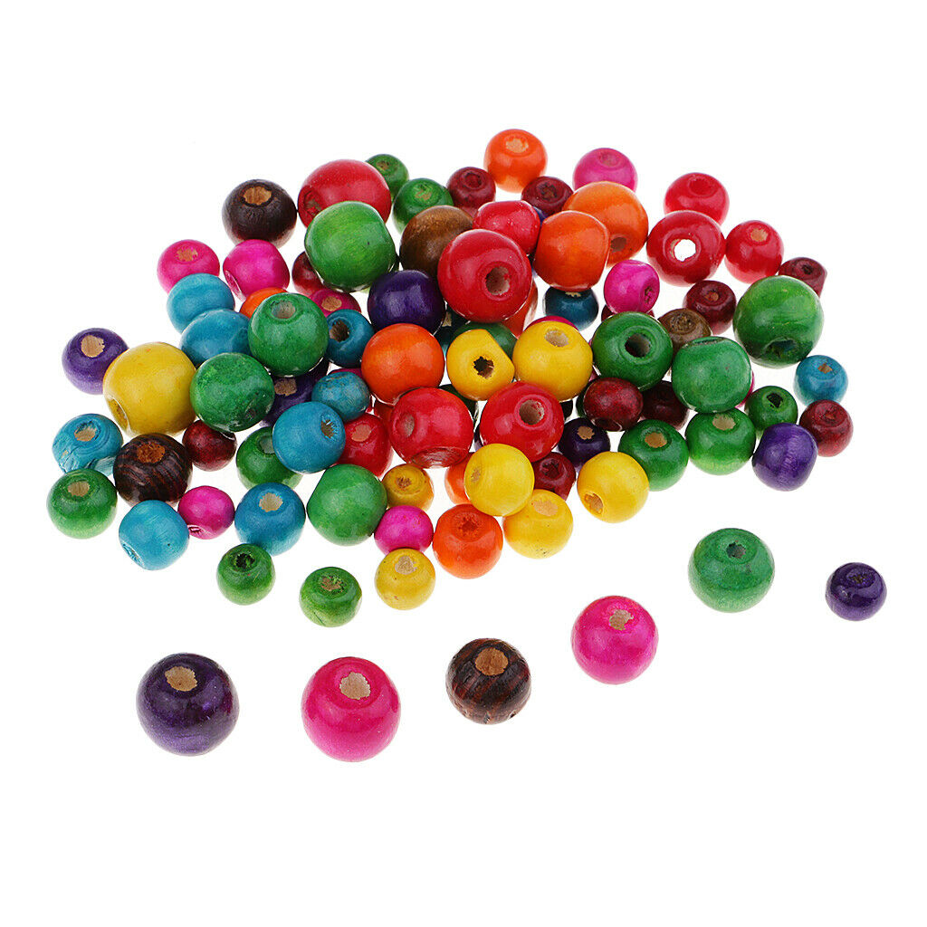 100 colored wooden round beads spacer beads wooden beads DIY