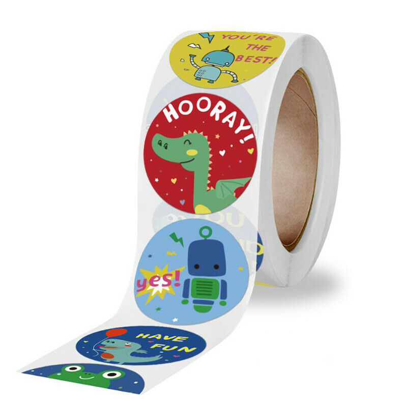500Pcs Cute Dinosaur Animals Reward Stickers English Encourage Labels Kid.l8
