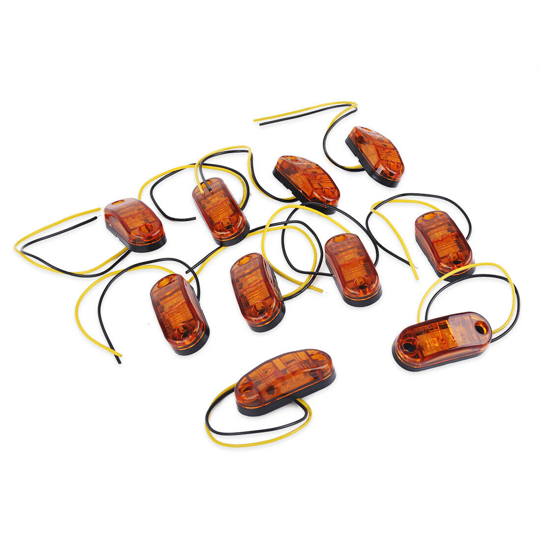 10x 12V / 24V Amber 2 LED Clearance Lamp Side Marker Light Trailer Truck Van An