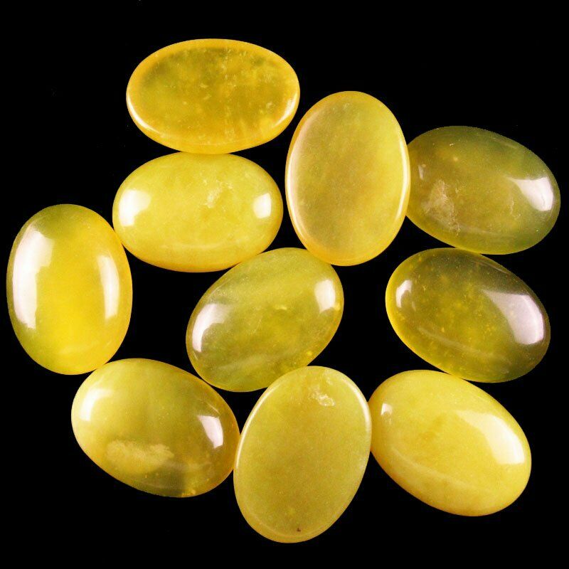 8Pcs 40g Natural Lemon Jade Oval 25x18x6mm Cab Cabochon A-237JM