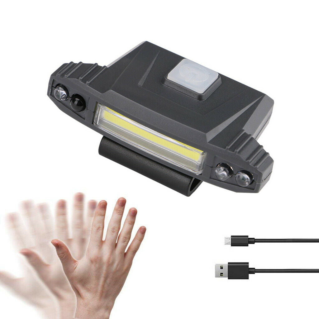 Portable COB Head Lamps Outdoor Hat Clip Light 4 Modes Flashlight Hiking Fishing