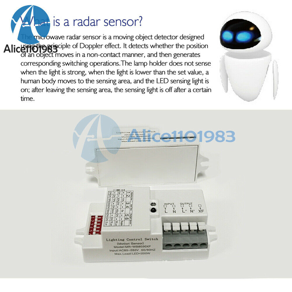 AC110-220V LED Light Microwave Radar Delay Sensor Switch Body Motion Detector