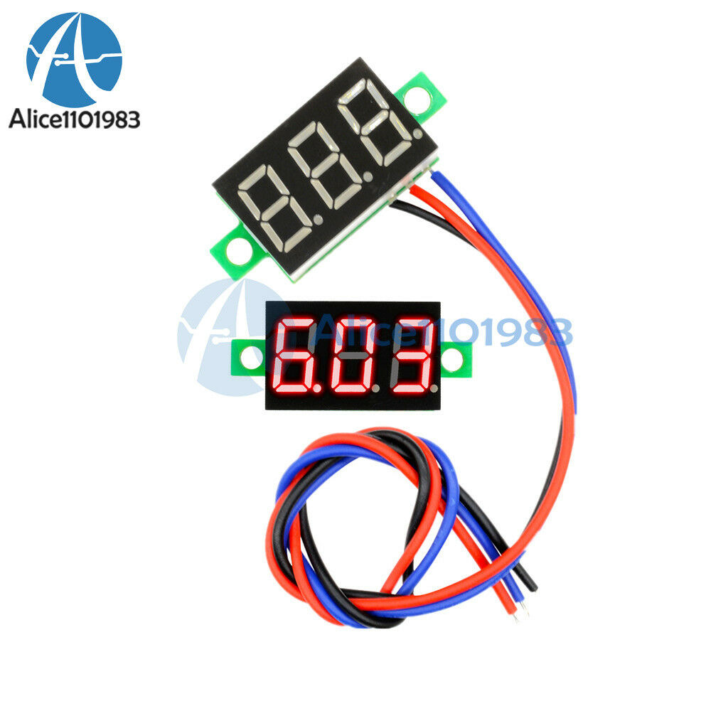 3 Wires 0.36″ DC 0-30V LED Panel Voltage Meter 3-Digital Display Voltmeter Red