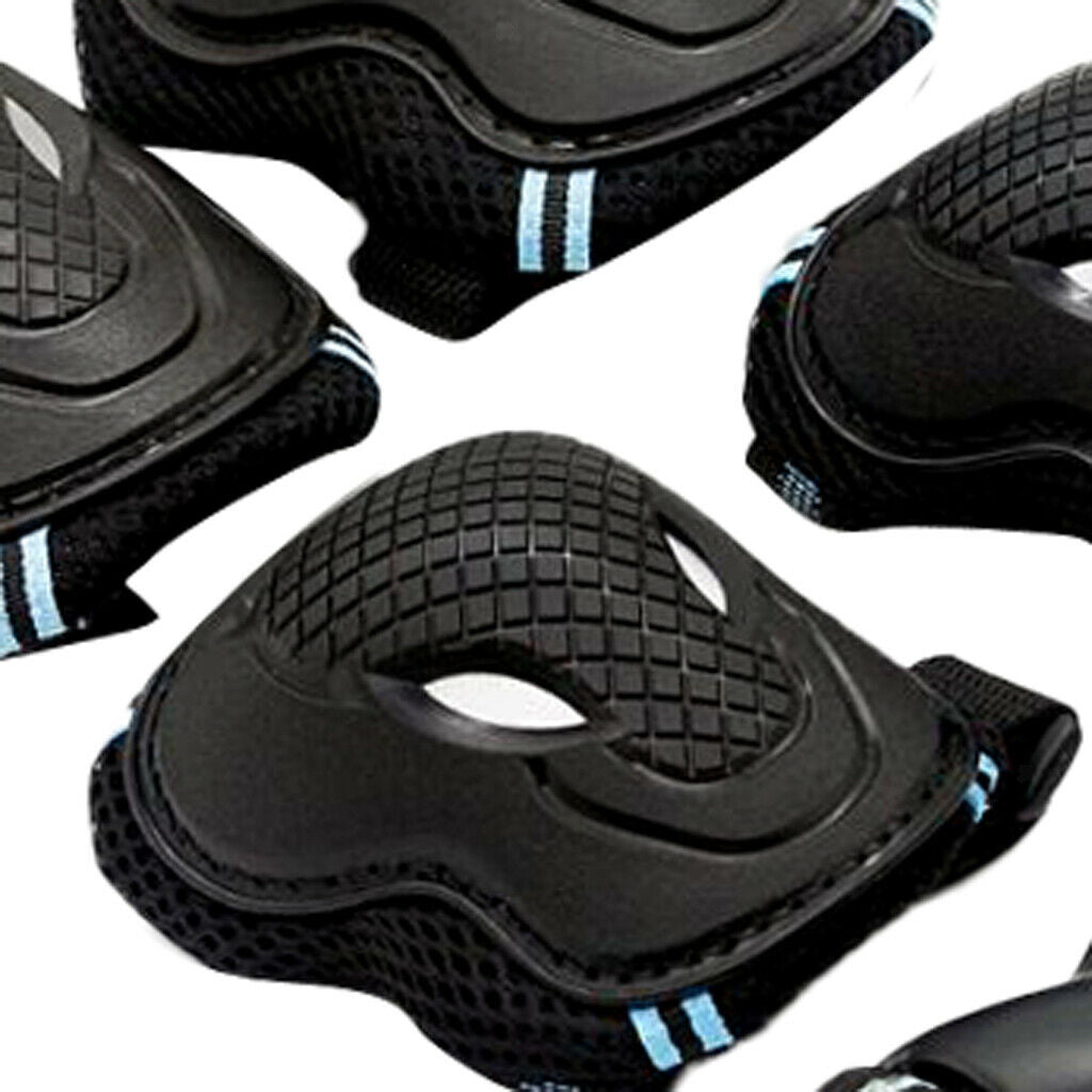 Safe Outdoor Skating Protective Knee Hand Elbow Guard Sets M Black and Blue