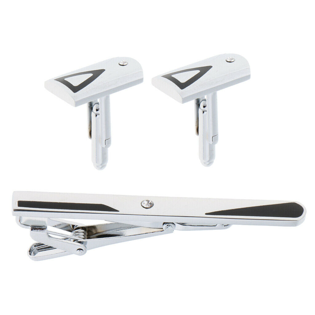 Brushed Brass Formal Business Necktie Shirt Wedding Cufflinks Tie Clip Set 2