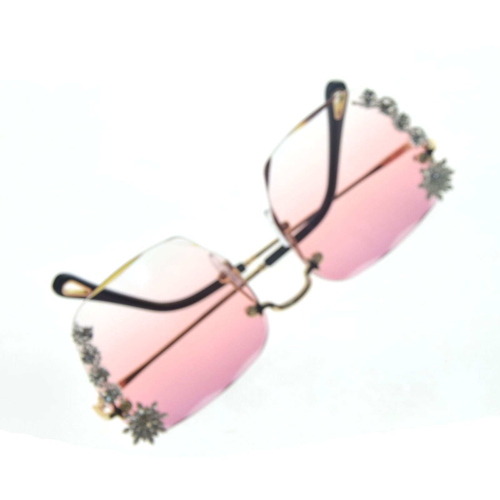 2020 Women Rimless Rhinestone Sunglasses Fashion Outdoor Square Shades Eyewear