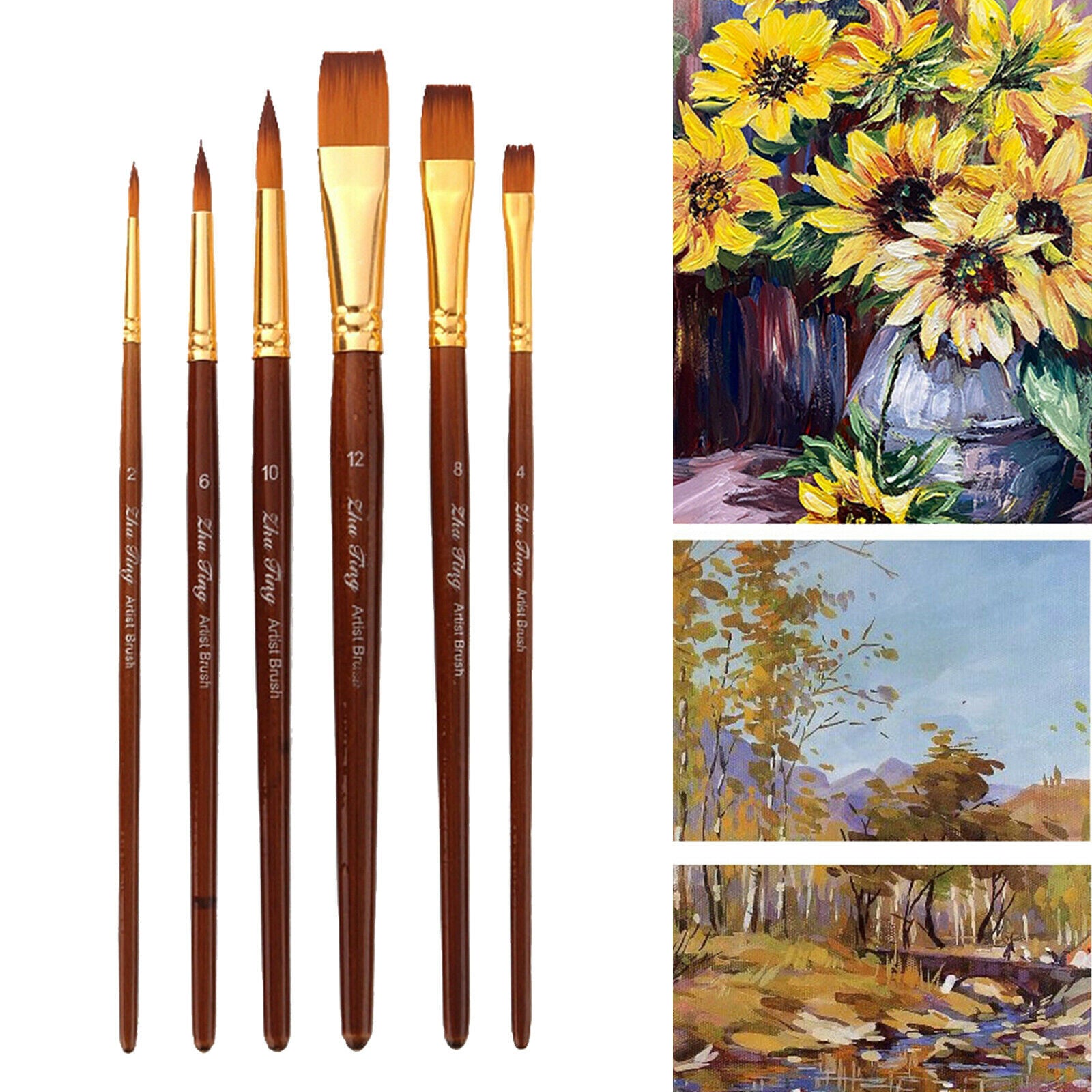 6x Artist Paint Brushes Set DIY Acrylic Oil Watercolor Painting Brushes Tool