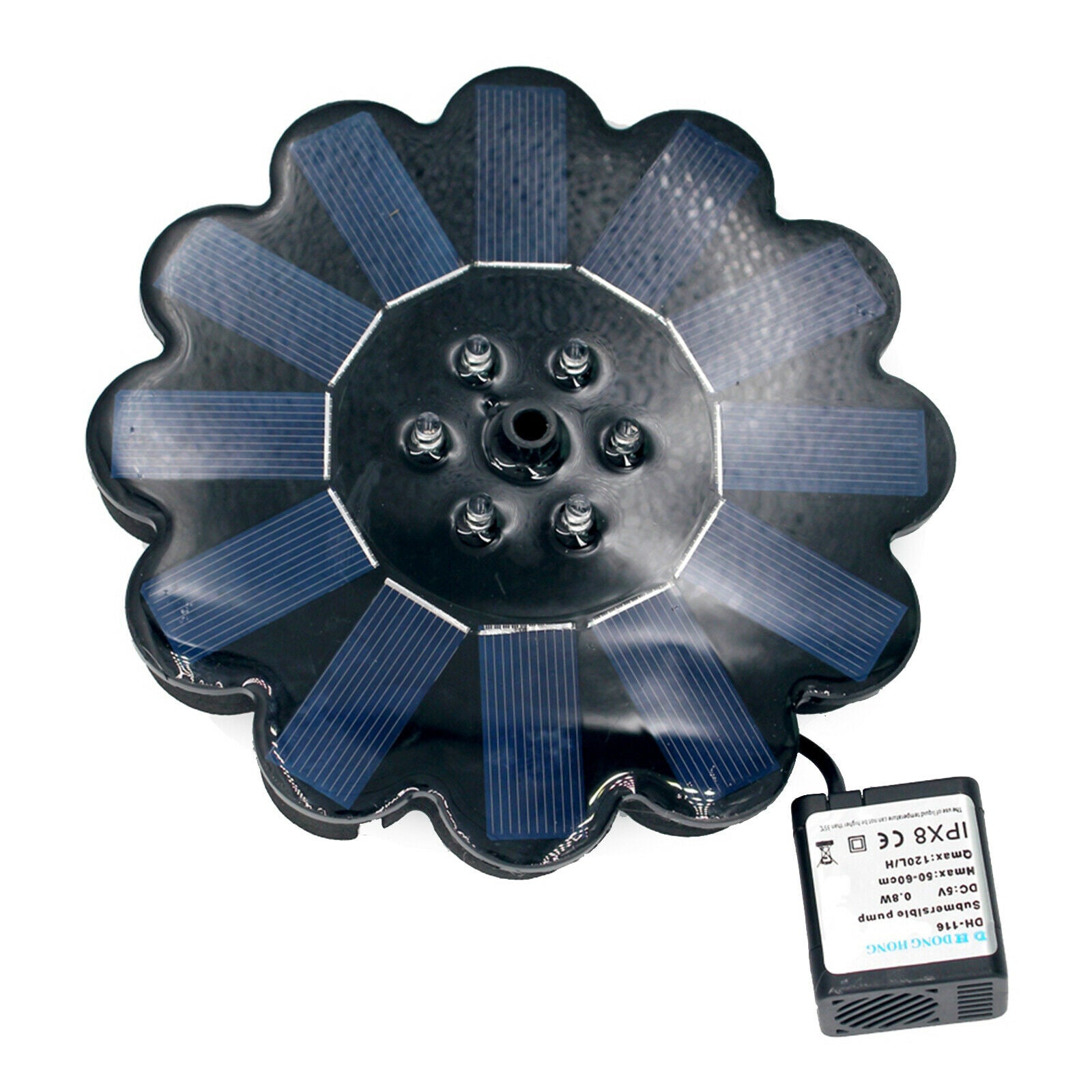 Solar Panel Fountain Pump 1200mAh Battery for Garden Fish Tank Decorations 16cm