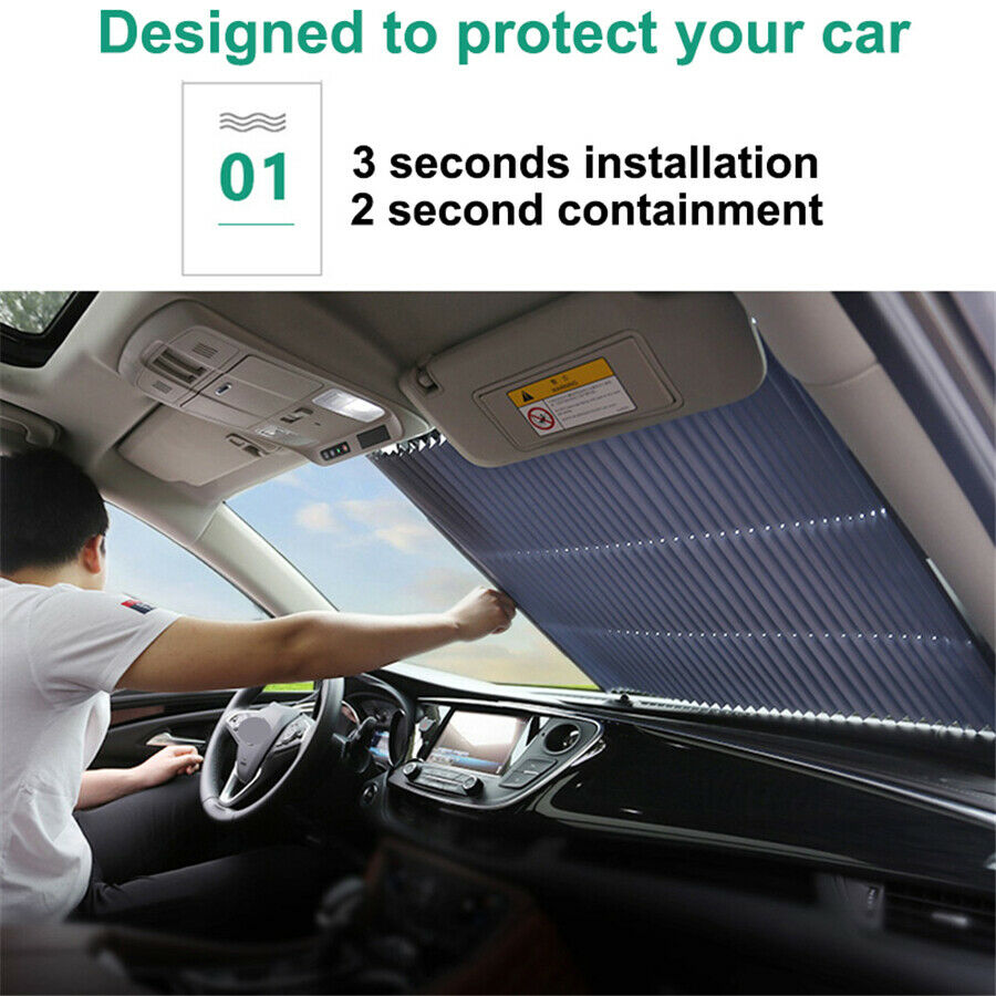 Car Retract Folding Rear Window Sun Shade Block Visor Folding  Windshield Cover