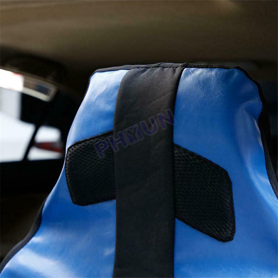 2x Black & Blue PU Leather Car Seat Covers Seat Protector For Sedans Front Seats