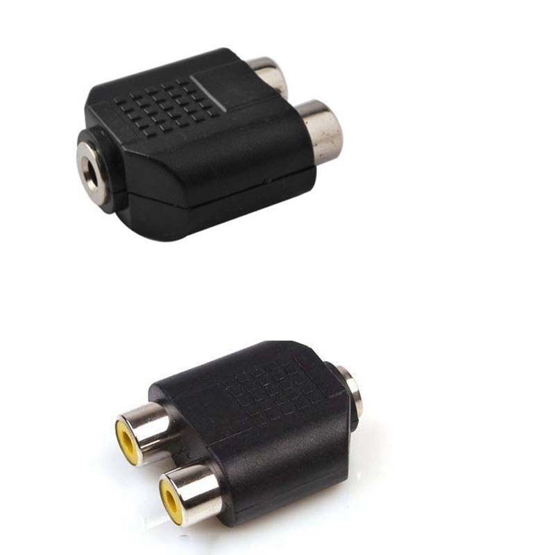 1 Female to 2 Female RCA AV Audio Y Splitter Adapter Plug Converter 1x 3.5mm