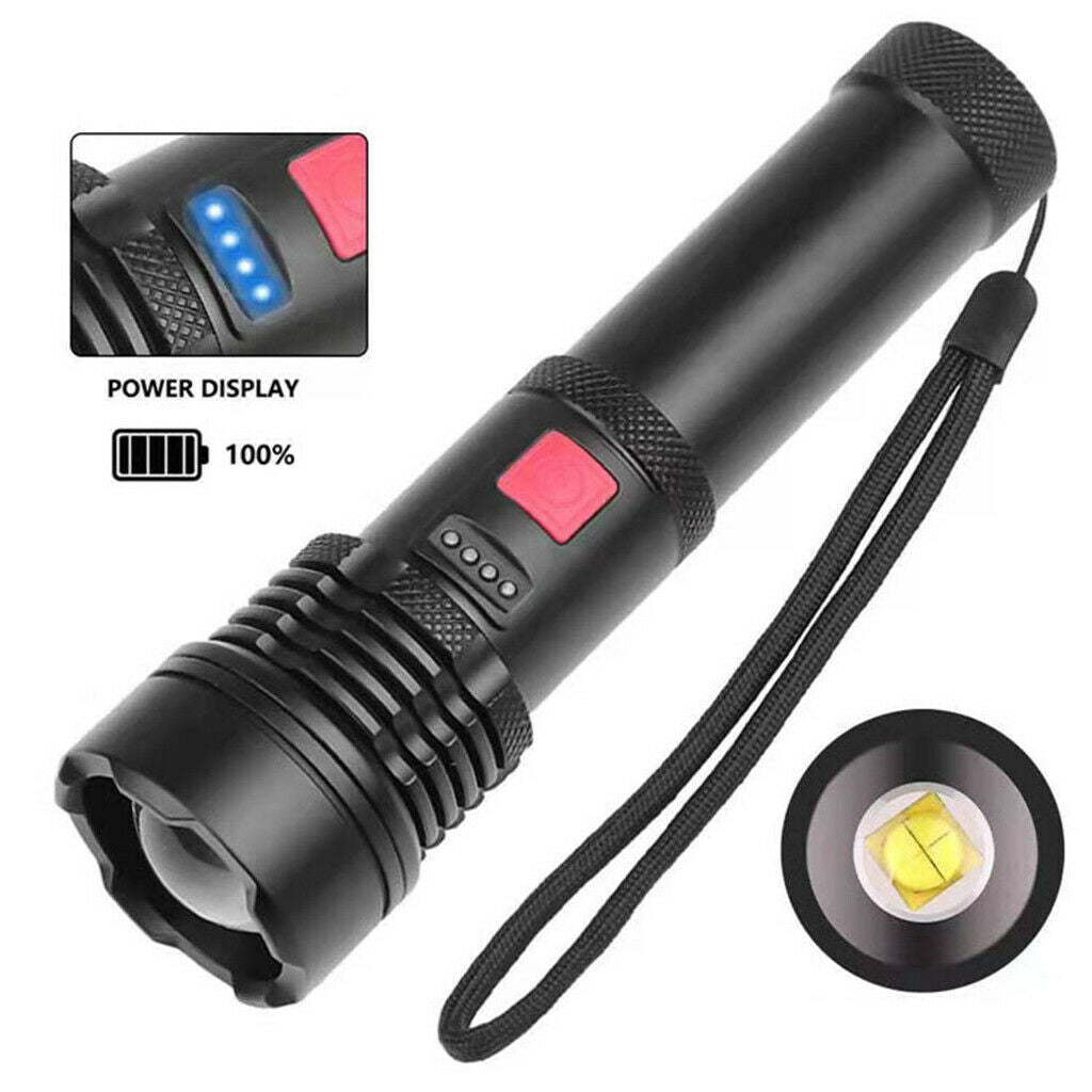 Flashlight Rechargeable Black Light with Battery Display Torch Blacklight LED