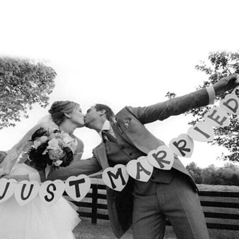 Just Married Garland Wedding Banner Car Bunting Western Venue Party Decor .l8