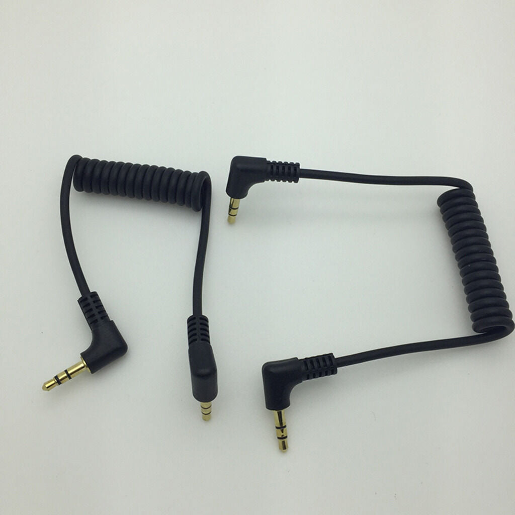 Aux Cable 3.5mm Male 3 Pole Angled To Male Extension Audio Coiled Spiral