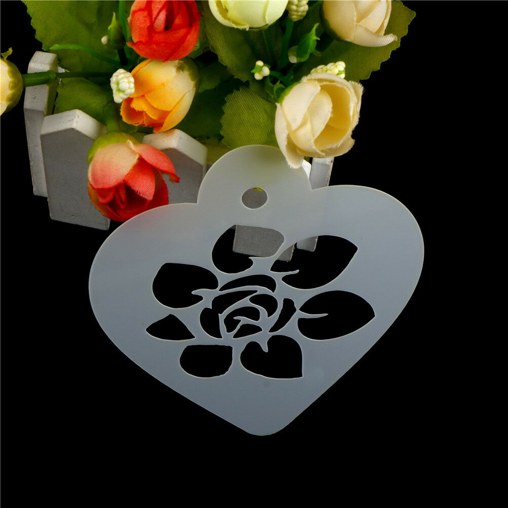 Excellent Rose Flower Leaf Cake Stencil Wedding Coffee CupcakeCookieDecora.l8