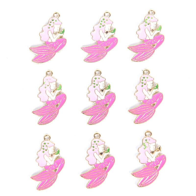 10x/Lot Enamel Alloy Mermaid Charms Metal Pendants DIY Jewelry Findings Cr Nj Rf