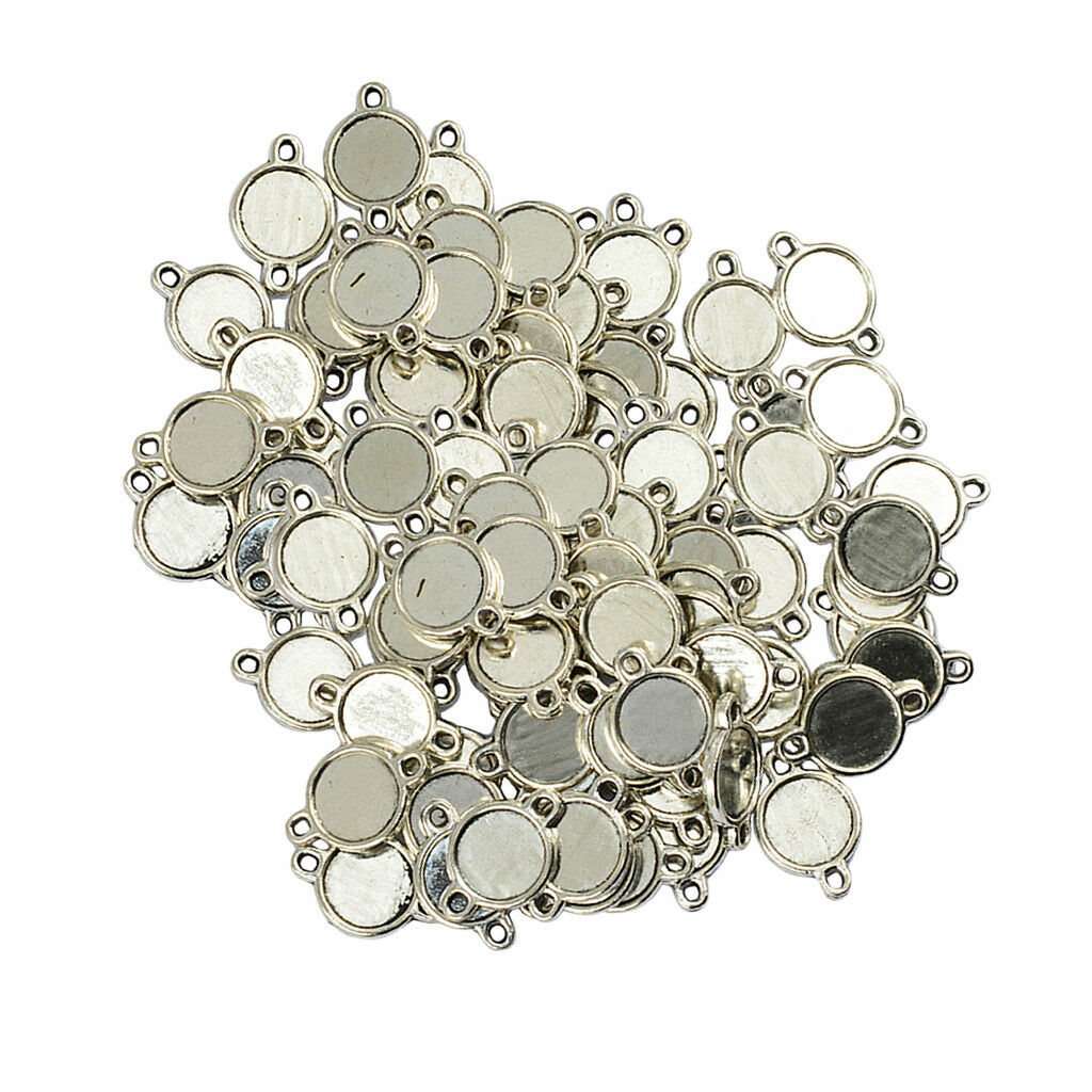100pcs Double Sided Blank Bezel Round Cabochon Pendant Setting Blanks 10mm