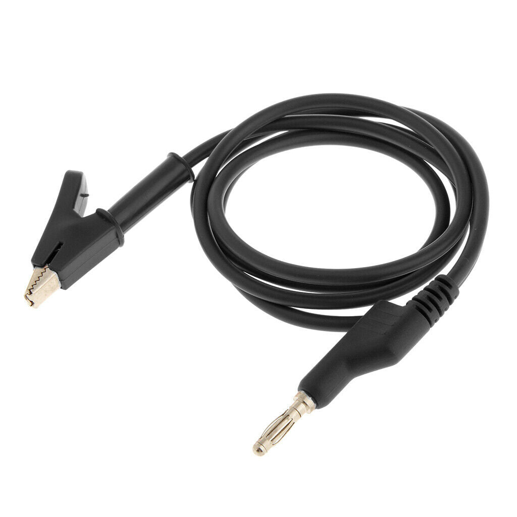 15A 100cm Copper Banana Plug To Alligator Clip 18AWG Connector Cable Black