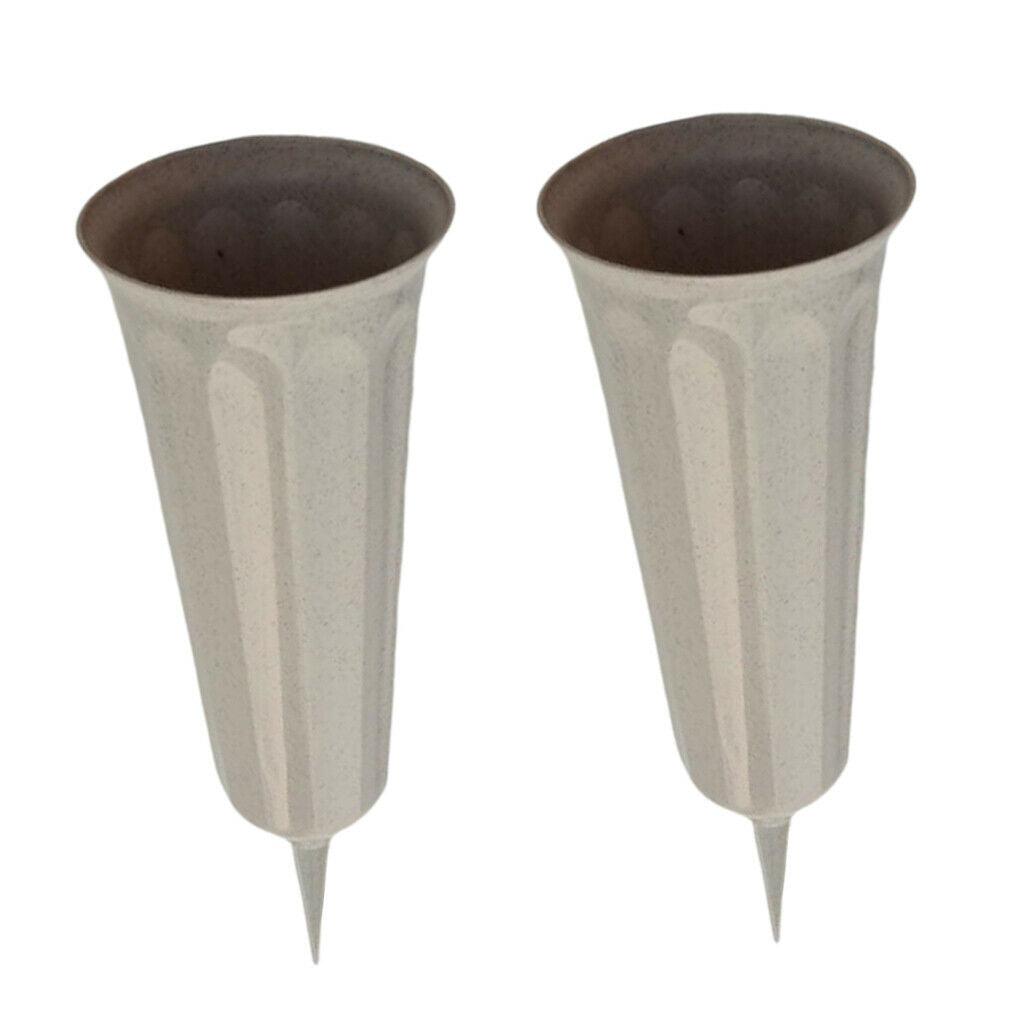 6Pcs 26cm Plastic Stake In Ground Fluted Flower Vases Holder for Lawn Garden