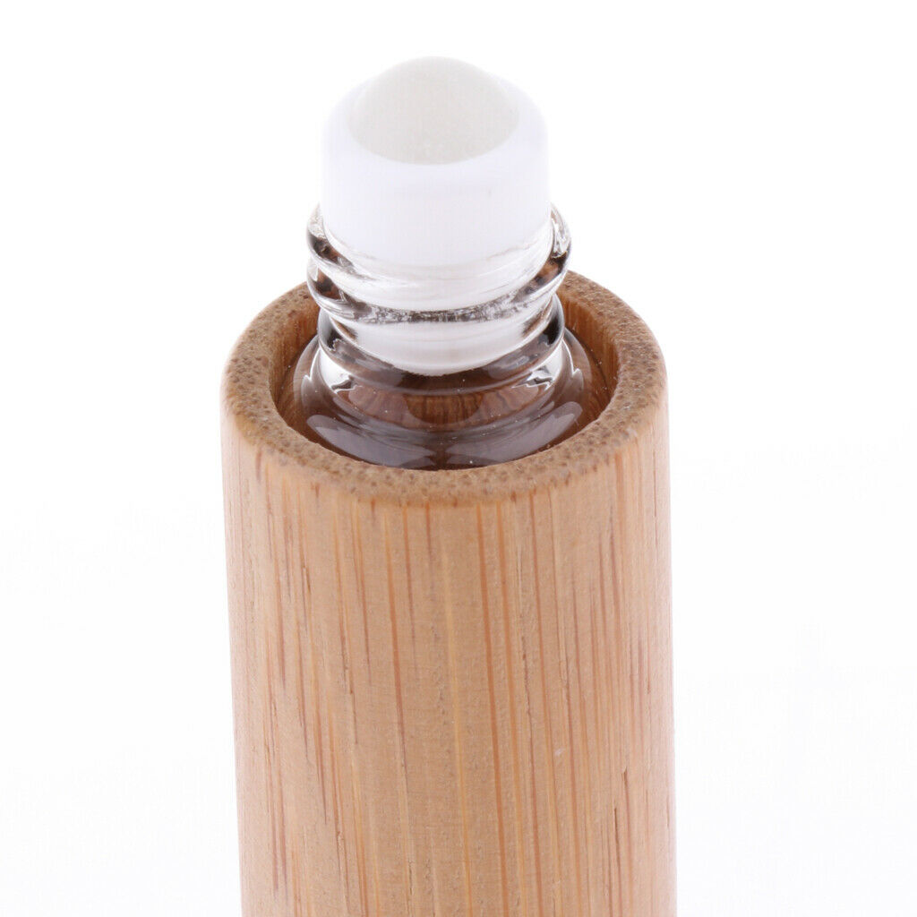 3x Natural Bamboo Refillable Empty Essential Oil Makeup Roll on Bottle 10 ml