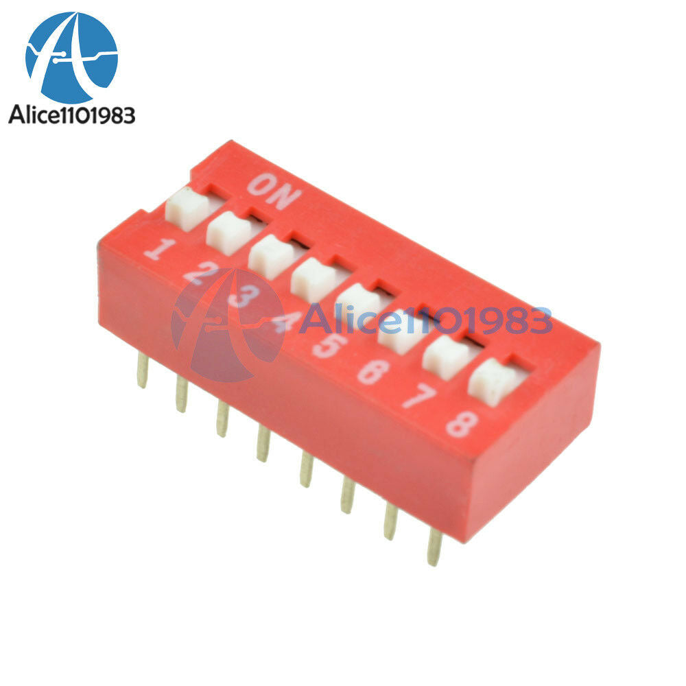 100PCS  Red Slide Type Switch Module 2.54mm 8-Bit 8 Position Way DIP Pitch