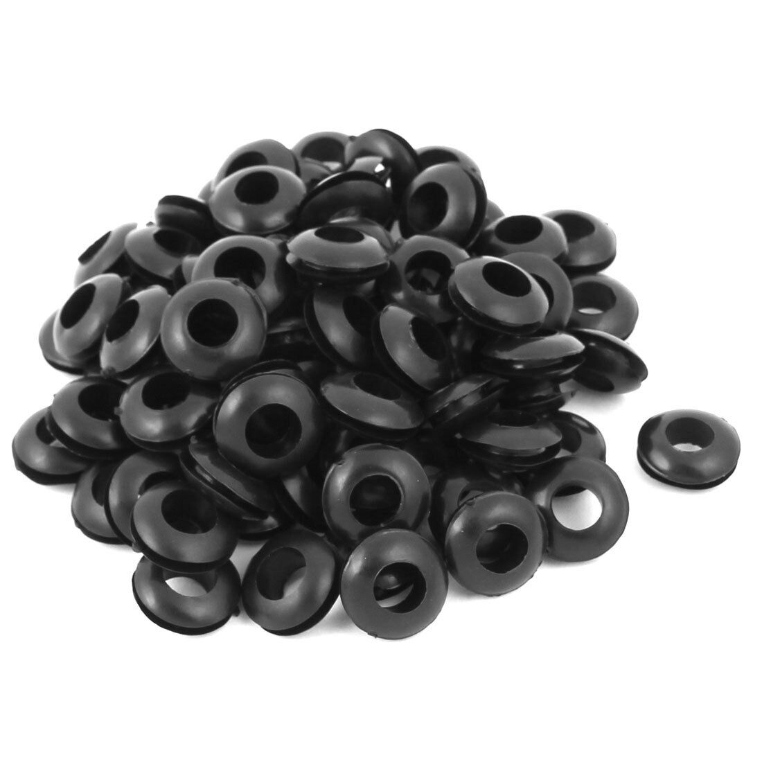 Black 8mm x 15.0mm Rubber Cable Wire Cord Grommets 50 Pcs