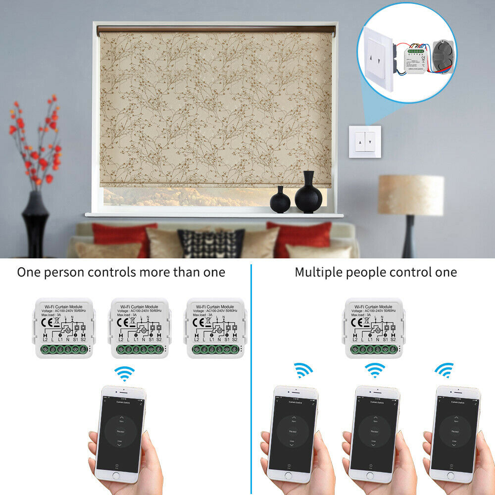 WiFi Smart Curtain Switch Bluetooth APP Control Smart Roller Shutter Switch