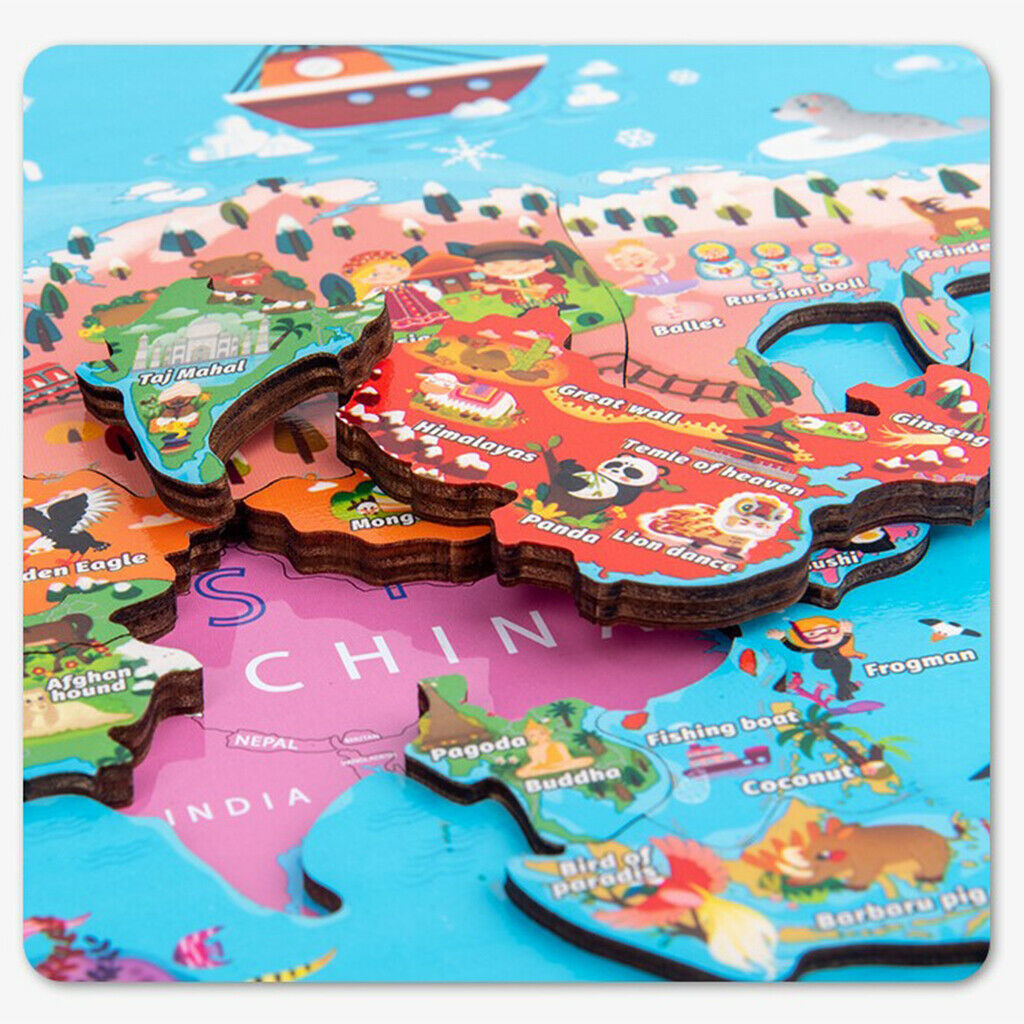 World Map Puzzles Development Geography Building Block Motor Skills Toys