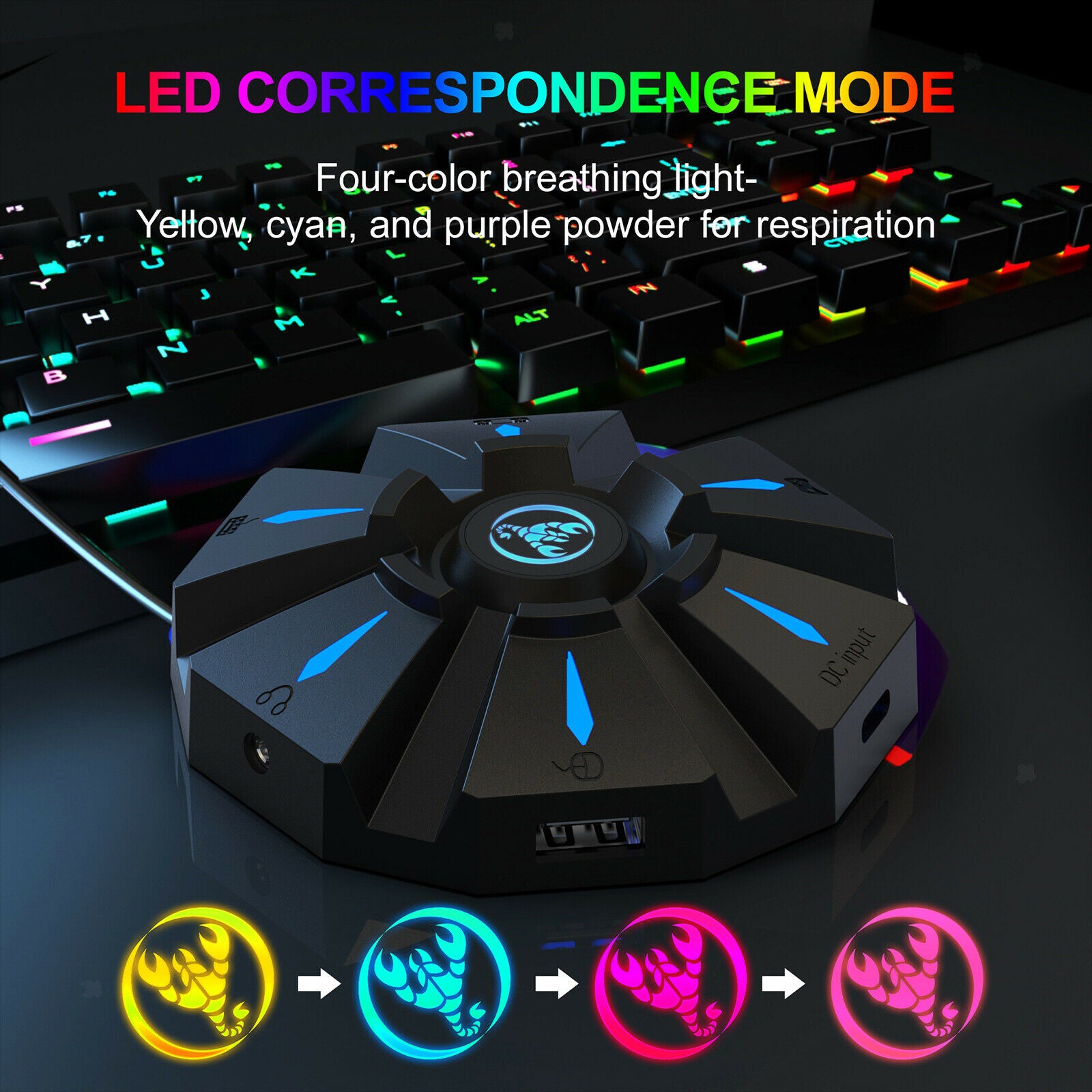 ABS USB Gaming Keyboard Mouse Console Adapter Support Headset Portable USB C