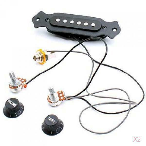 2x Magnetic Acoustic Guitar Pickup Single Coil Noiseless Adjustable Pole Pieces