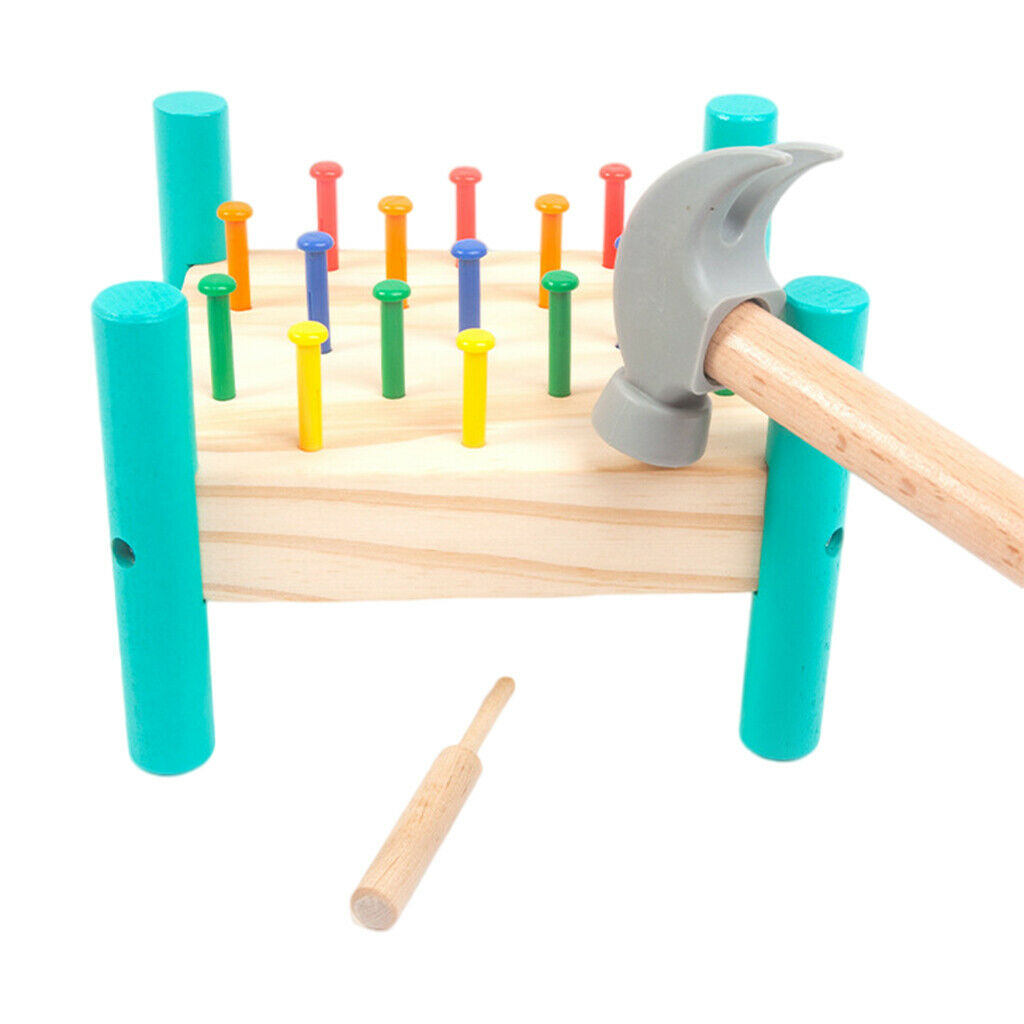 Wooden Pound-A-Peg DIY Children Learning Preschool Fine Motor Skill Gift