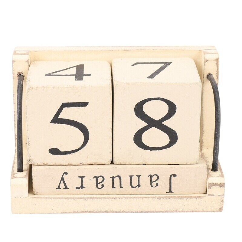 Wooden Perpetual Calendar Retro Rustic Design Living Room Decoration Diy YearlN3