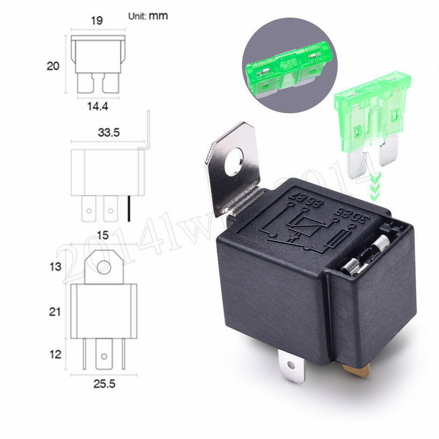 6Pcs Car Relay Switch Harness Set-12V 4PIN SPST 30AMP Fuse Holder 14AWG Hot Wire
