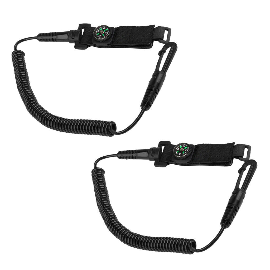 2Pcs 20" Kayak Canoe Boat Paddle Leash Oars Tether Clip Rod Holder & Compass