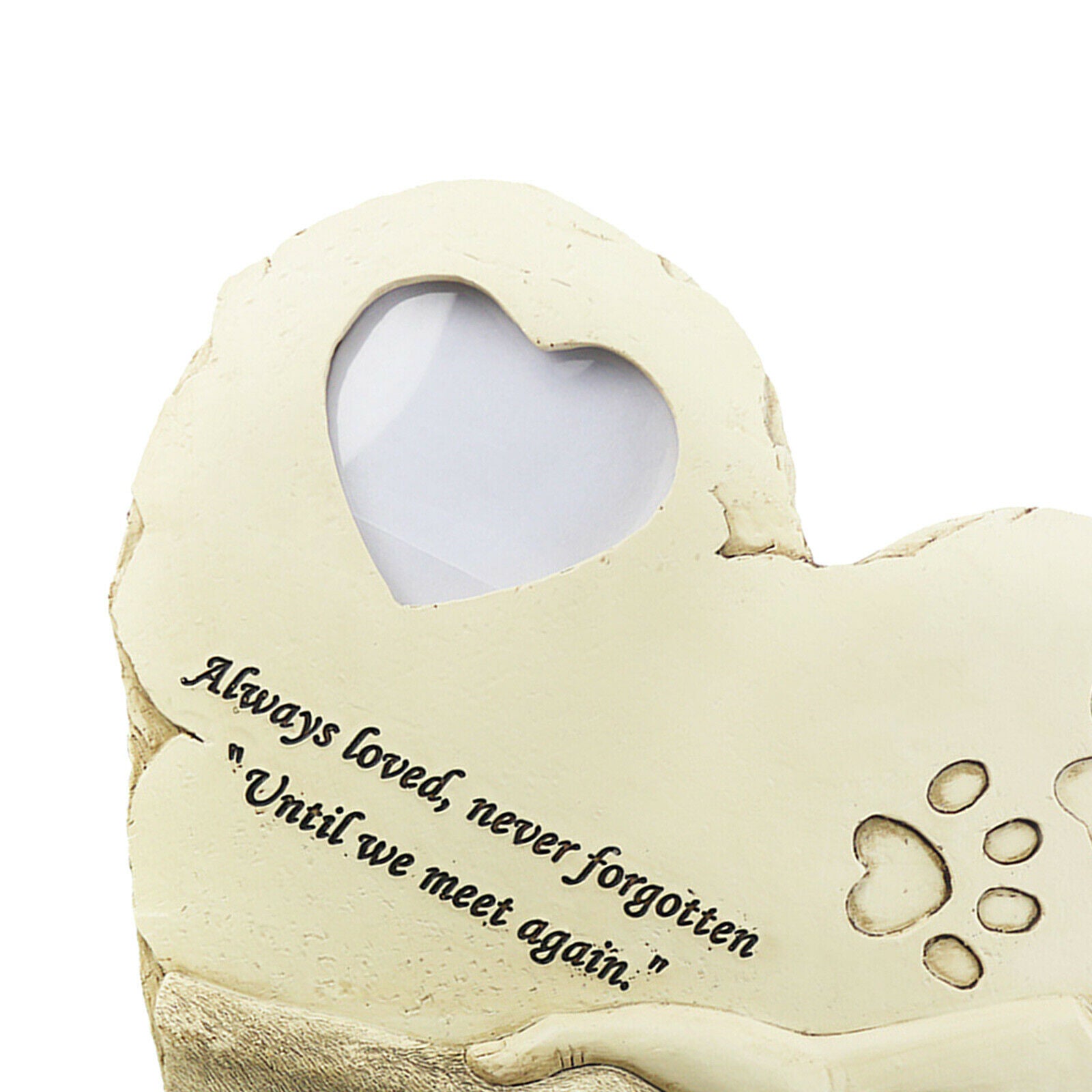 Pet Memorial Stone Paw Print Headstone Photo Frame Garden Puppy Grave Marker