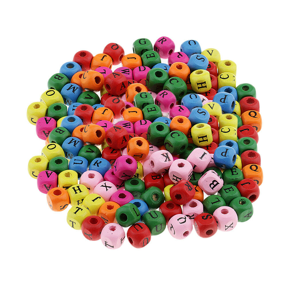 200pcs Mini Wooden Alphabet Letters Cube Beads Charms Jewelry Findings 10mm