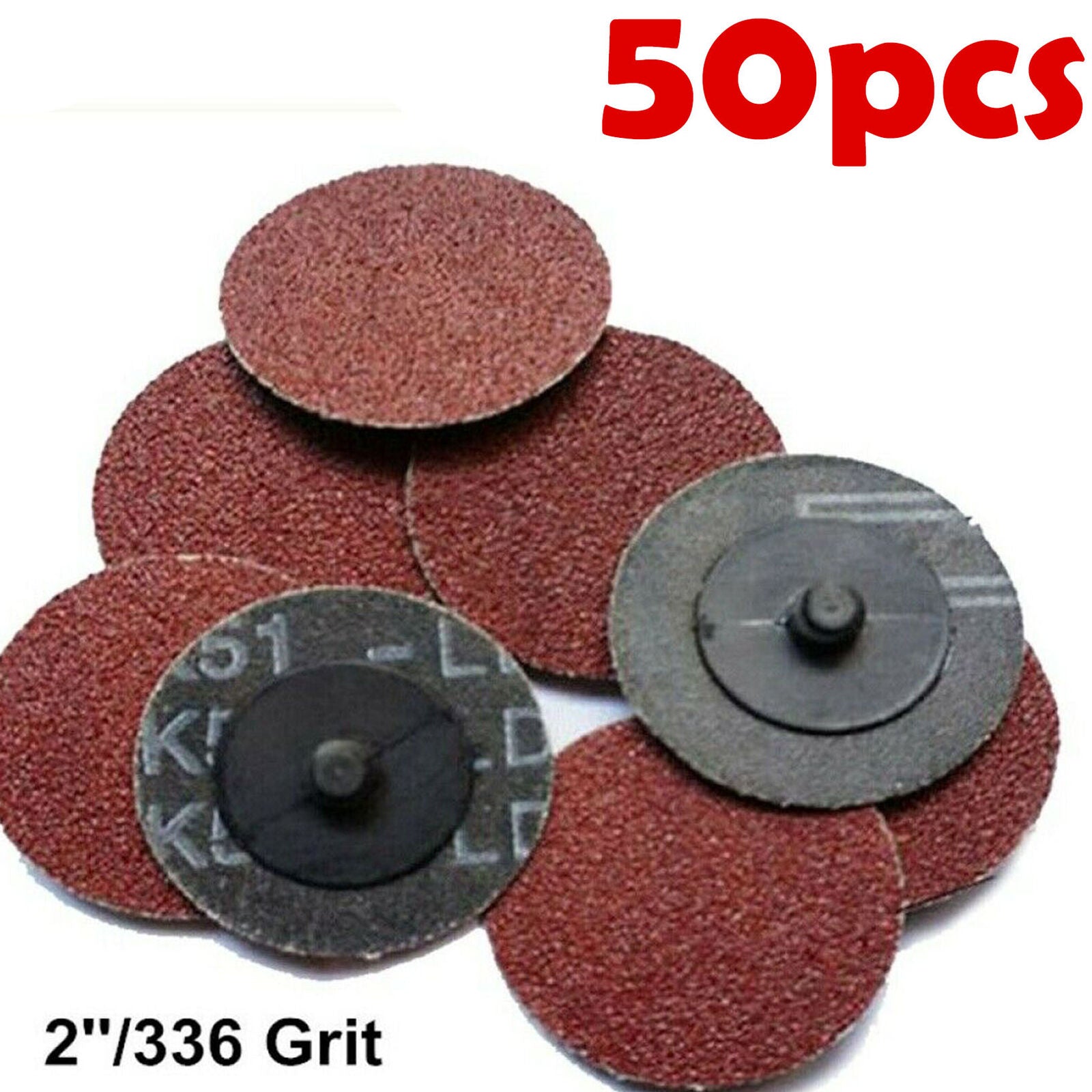 50 PCS 36 GRIT 2" INCH TYPE R ROLL LOCK DISCS PADS SANDING ROLOC ABRASIVES